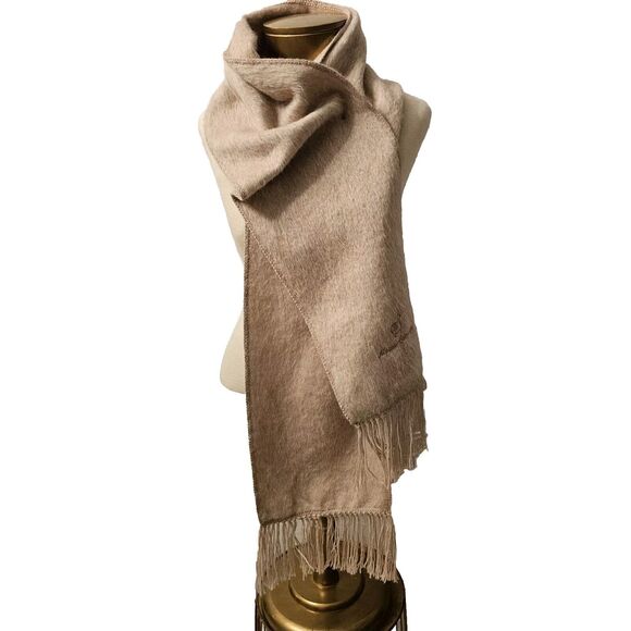 Alpaca Camargo Scarf Alpaca Wool Blend Stitched Logo Camel Made in Peru - Picture 1 of 8